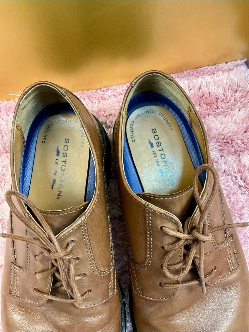 Bostonian Brown Leather Plain-Toe Derby Shoes